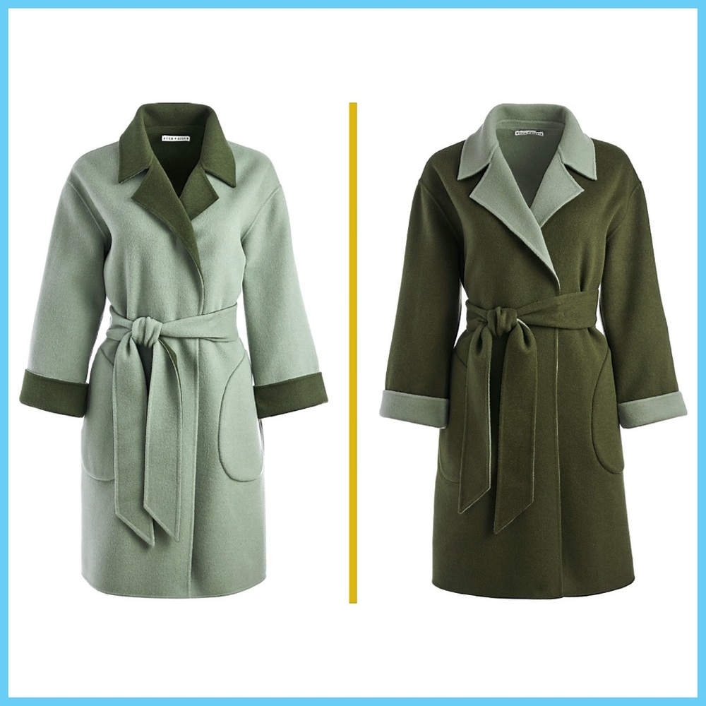 Alice + Olivia Tomiko Gorgeous Reversible Cashmere & Wool Blend Long Coat - Picture 15 of 16